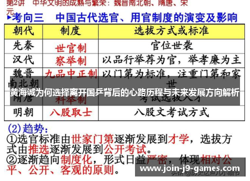 黄海诚为何选择离开国乒背后的心路历程与未来发展方向解析 黄海诚为何选择离开国乒背后的心路历程与未来发展方向解析